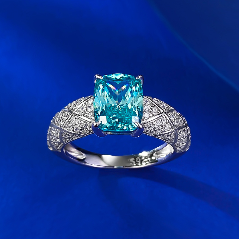 2.5Ct Luxury Cushion Cut Paraiba Gemstone Ring White Accent Band-Sterling Silver-lornajewelry