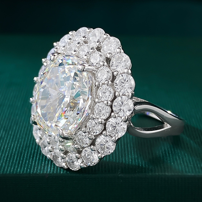 6Ct Luxury Oval Cut White Gemstone Double Halo Ring-Sterling Silver-lornajewelry