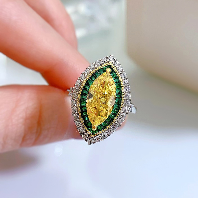 2Ct Marquise Cut Yellow Gemstone Double Halo Ring-Sterling Silver-lornajewelry