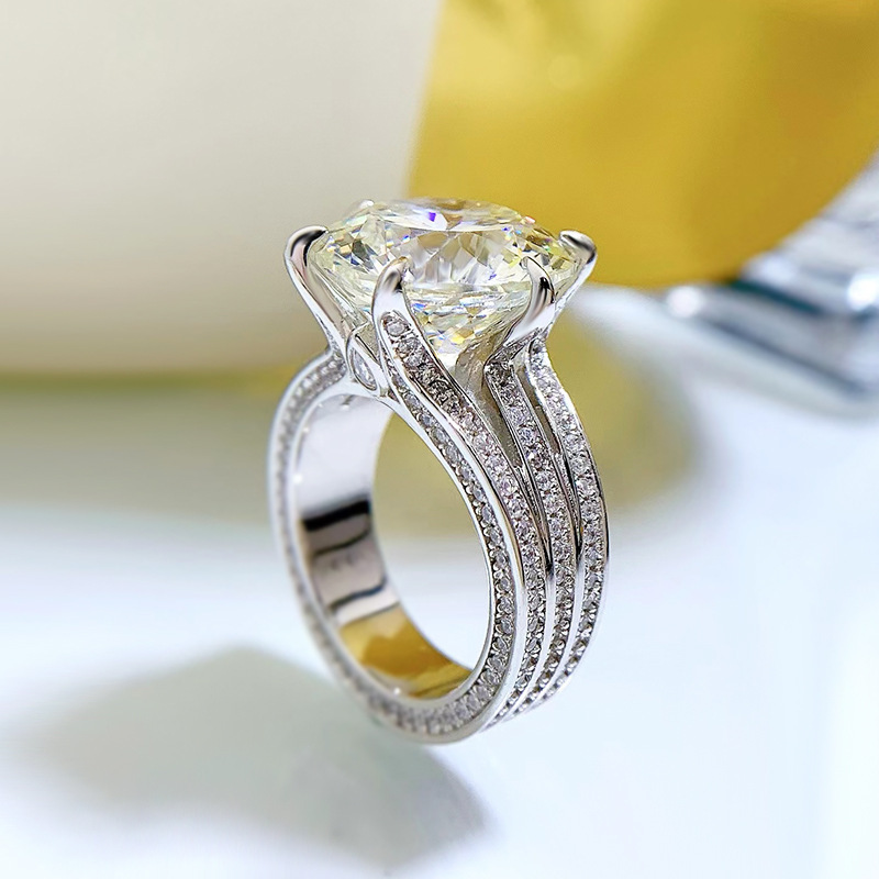 10Ct White Round Cut Pave Split Shank Ring-Sterling Silver-lornajewelry