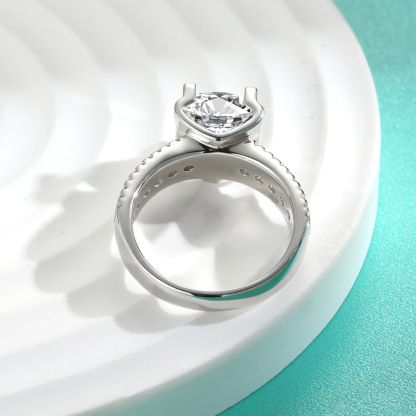 2Ct/3Ct/5Ct Moissanite Brilliant Round Cut Engagement Ring For Women In Sterling Silver-Sterling Silver-lornajewelry