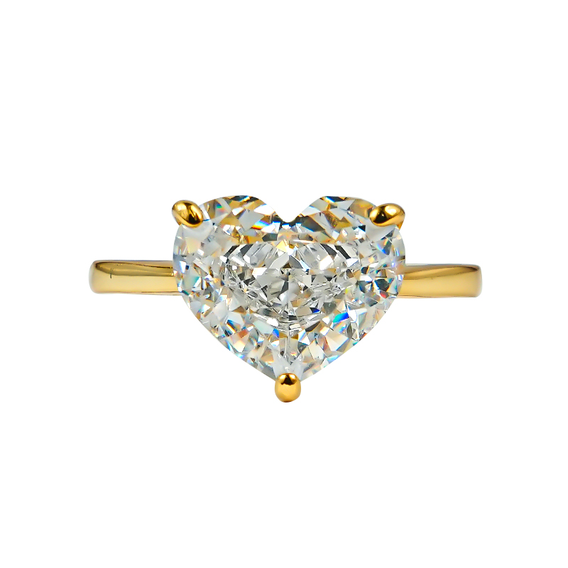 3Ct White Heart Cut Solitaire Ring-Sterling Silver-lornajewelry