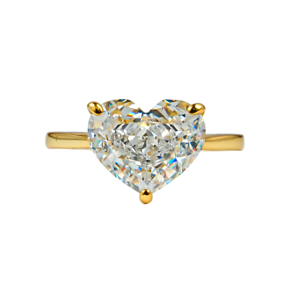 3Ct White Heart Cut Solitaire Ring-Sterling Silver-lornajewelry