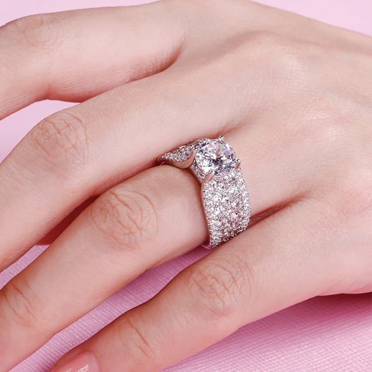 4Ct Round Cut White Gemstone Intricate Design Ring-Sterling Silver-lornajewelry