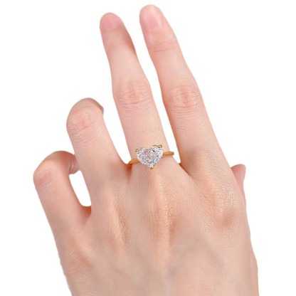 3Ct White Heart Cut Solitaire Ring-Sterling Silver-lornajewelry