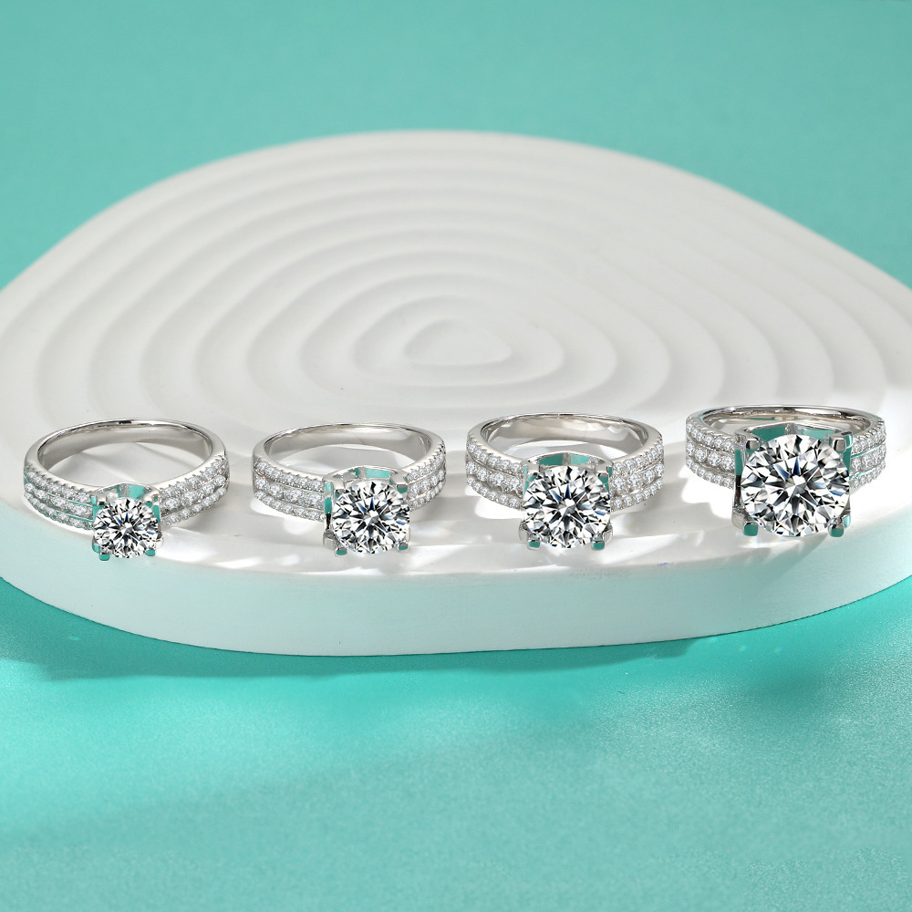 2Ct/3Ct/5Ct Moissanite Brilliant Round Cut Engagement Ring For Women In Sterling Silver-Sterling Silver-lornajewelry