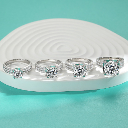 2Ct/3Ct/5Ct Moissanite Brilliant Round Cut Engagement Ring For Women In Sterling Silver-Sterling Silver-lornajewelry