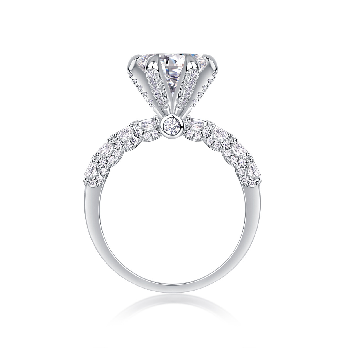 1Ct/2Ct/3Ct Moissanite Nine Stone Round Cut Half Eternity Engagement Ring-Sterling Silver-lornajewelry