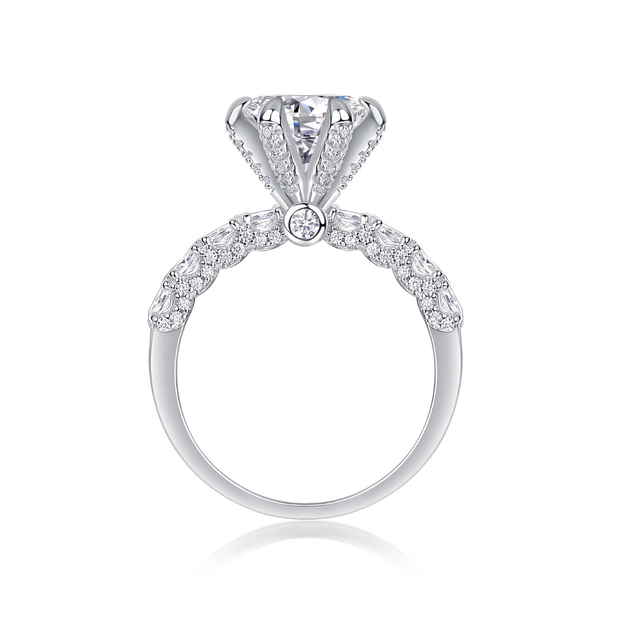 1Ct/2Ct/3Ct Moissanite Nine Stone Round Cut Half Eternity Engagement Ring-Sterling Silver-lornajewelry