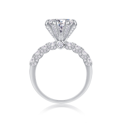 1Ct/2Ct/3Ct Moissanite Nine Stone Round Cut Half Eternity Engagement Ring-Sterling Silver-lornajewelry