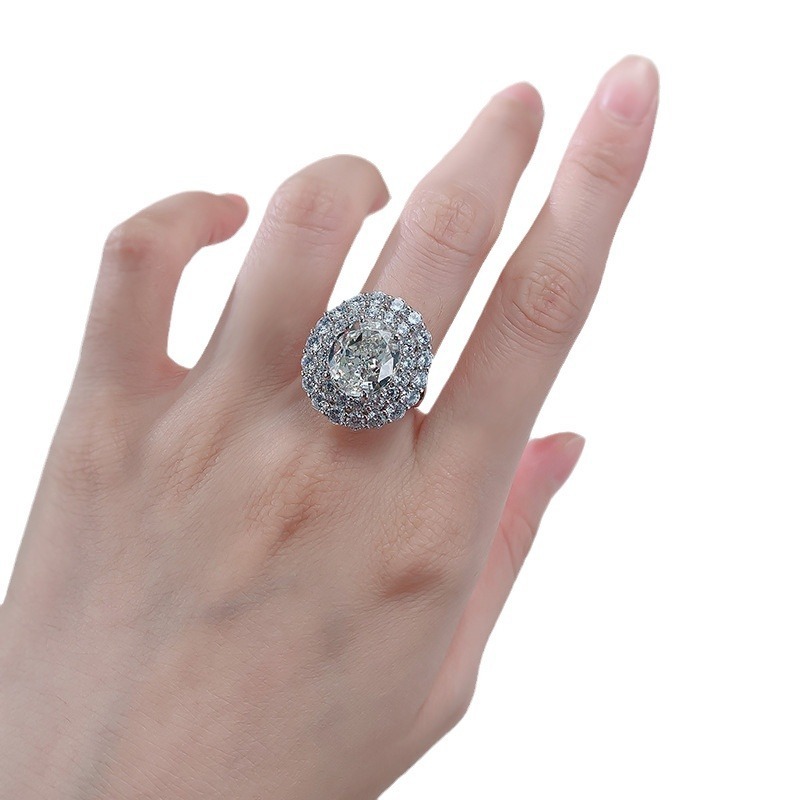 6Ct Luxury Oval Cut White Gemstone Double Halo Ring-Sterling Silver-lornajewelry