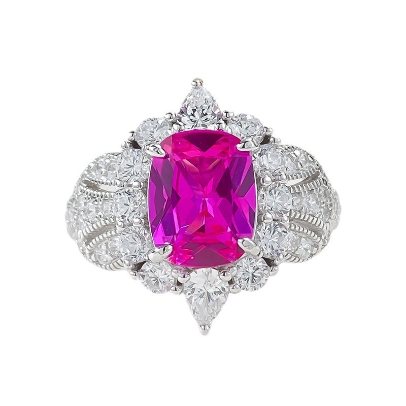 2.5Ct Luxury Pink Cushion Gemstone Ornate Halo Ring-Sterling Silver-lornajewelry