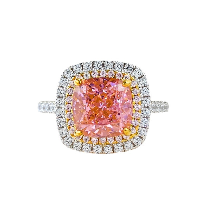 2.5Ct Cushion Cut Pink Gemstone Double Halo Design Ring-Sterling Silver-lornajewelry