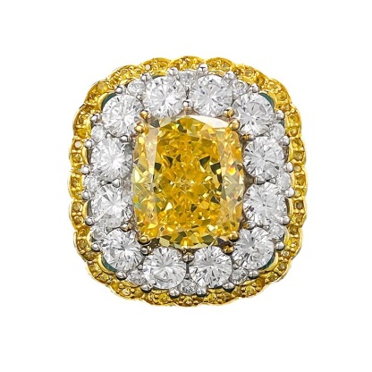 6.0Ct Luxury Yellow Cushion Gemstone Double Halo Design Ring-Sterling Silver-lornajewelry