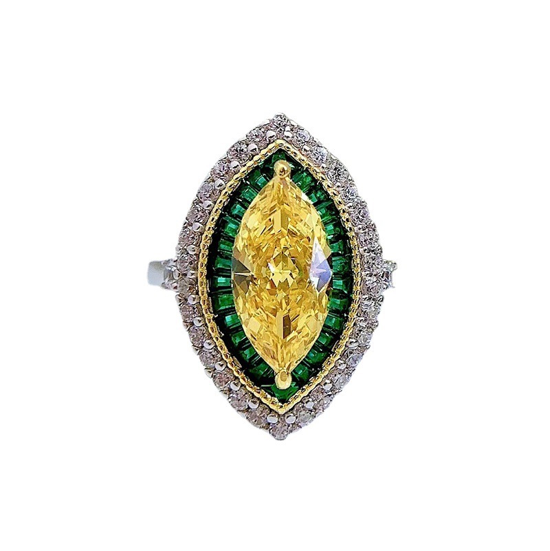 2Ct Marquise Cut Yellow Gemstone Double Halo Ring-Sterling Silver-lornajewelry
