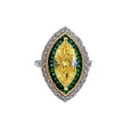 2Ct Marquise Cut Yellow Gemstone Double Halo Ring-Sterling Silver-lornajewelry