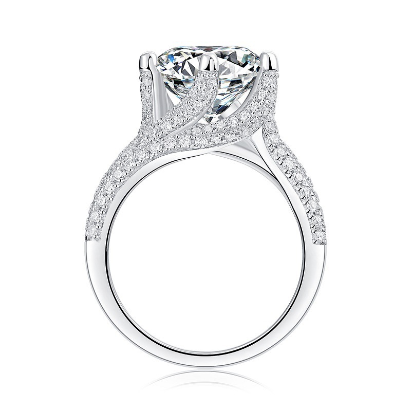 5Ct Moissanite Round Cut Luxury Setting Promise Women's Ring-Sterling Silver-lornajewelry