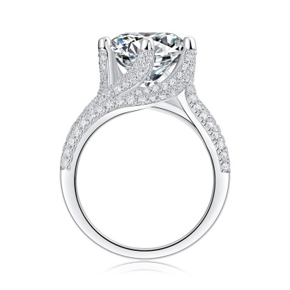 5Ct Moissanite Round Cut Luxury Setting Promise Women's Ring-Sterling Silver-lornajewelry