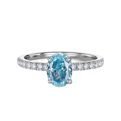 1.5Ct Oval Cut Aquamarine Blue Gemstone Ring-Sterling Silver-lornajewelry