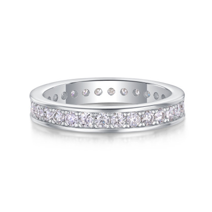 Moissanite Channel Set Full Eternity Wedding Band Ring In Sterling Silver-Sterling Silver-lornajewelry