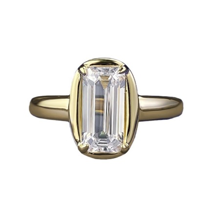3.5Ct Solitaire Emerald Cut Gold Ring for Women-Sterling Silver-lornajewelry
