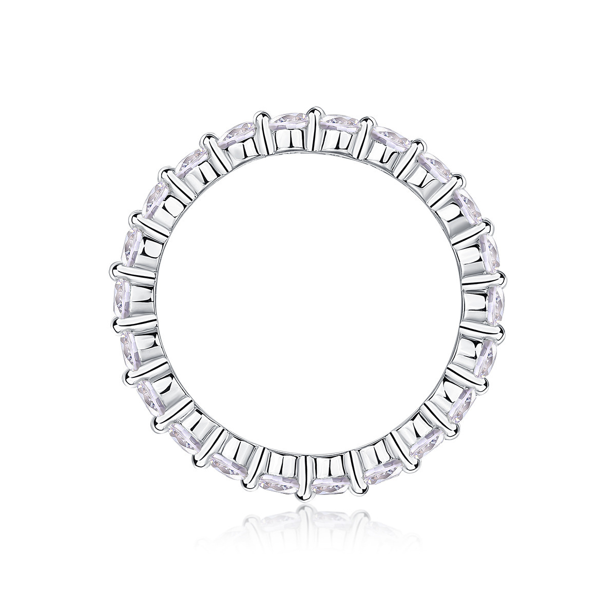Moissanite Bezel-Set Full Eternity Wedding Band Ring In Sterling Silver-Sterling Silver-lornajewelry