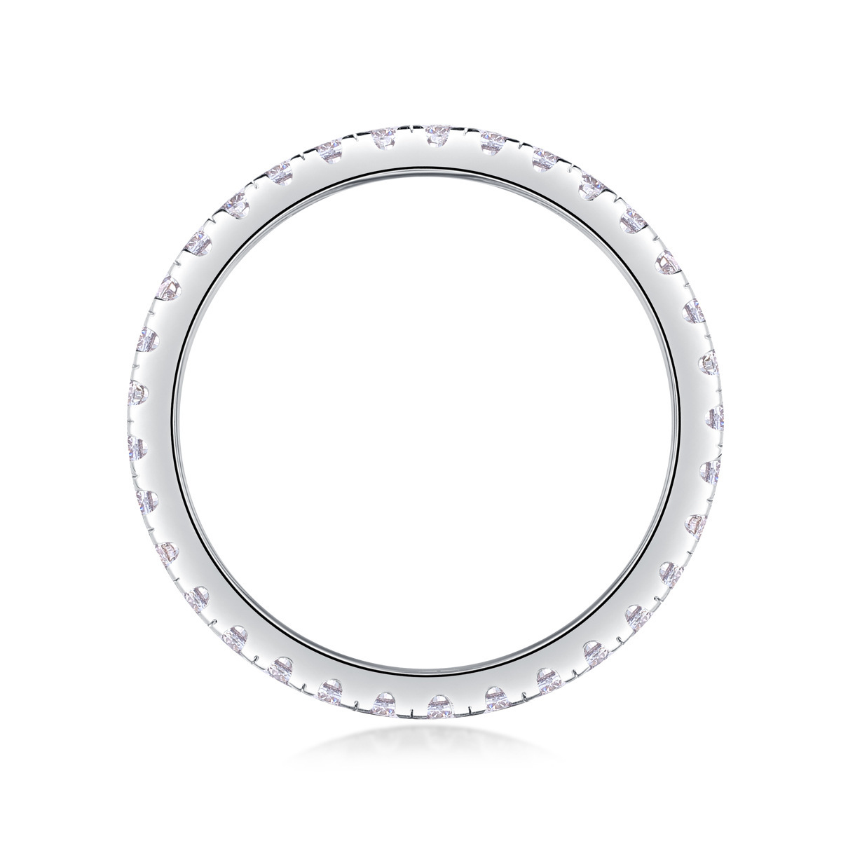 Moissanite Pave Full Eternity Wedding Band Stackable Ring-Sterling Silver-lornajewelry