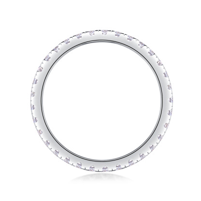 Moissanite Pave Full Eternity Wedding Band Stackable Ring-Sterling Silver-lornajewelry