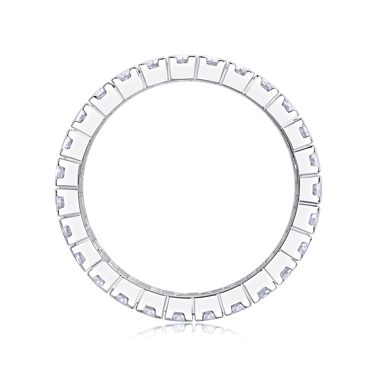 Moissanite Triple Row Pave Full Eternity Wedding Band Stackable Ring-Sterling Silver-lornajewelry