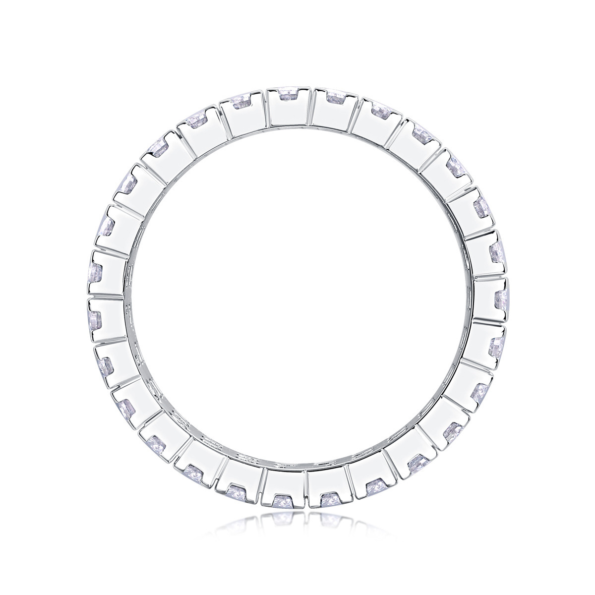 Moissanite Triple Row Pave Full Eternity Wedding Band Stackable Ring-Sterling Silver-lornajewelry