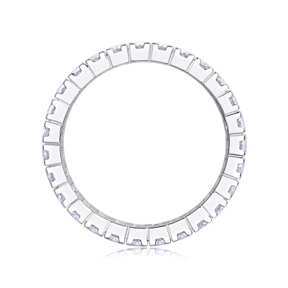 Moissanite Triple Row Pave Full Eternity Wedding Band Stackable Ring-Sterling Silver-lornajewelry