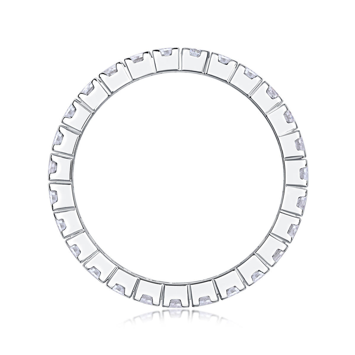 Moissanite Double Row Pave Full Eternity Wedding Band Stackable Ring-Sterling Silver-lornajewelry