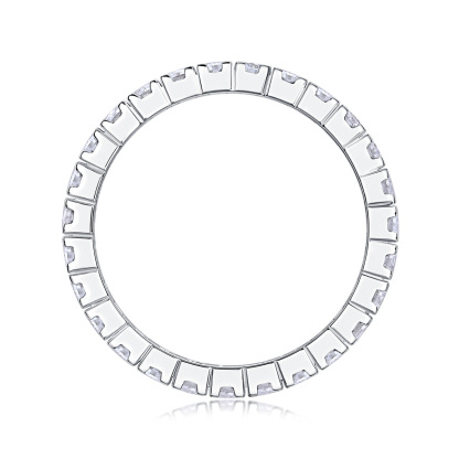 Moissanite Double Row Pave Full Eternity Wedding Band Stackable Ring-Sterling Silver-lornajewelry