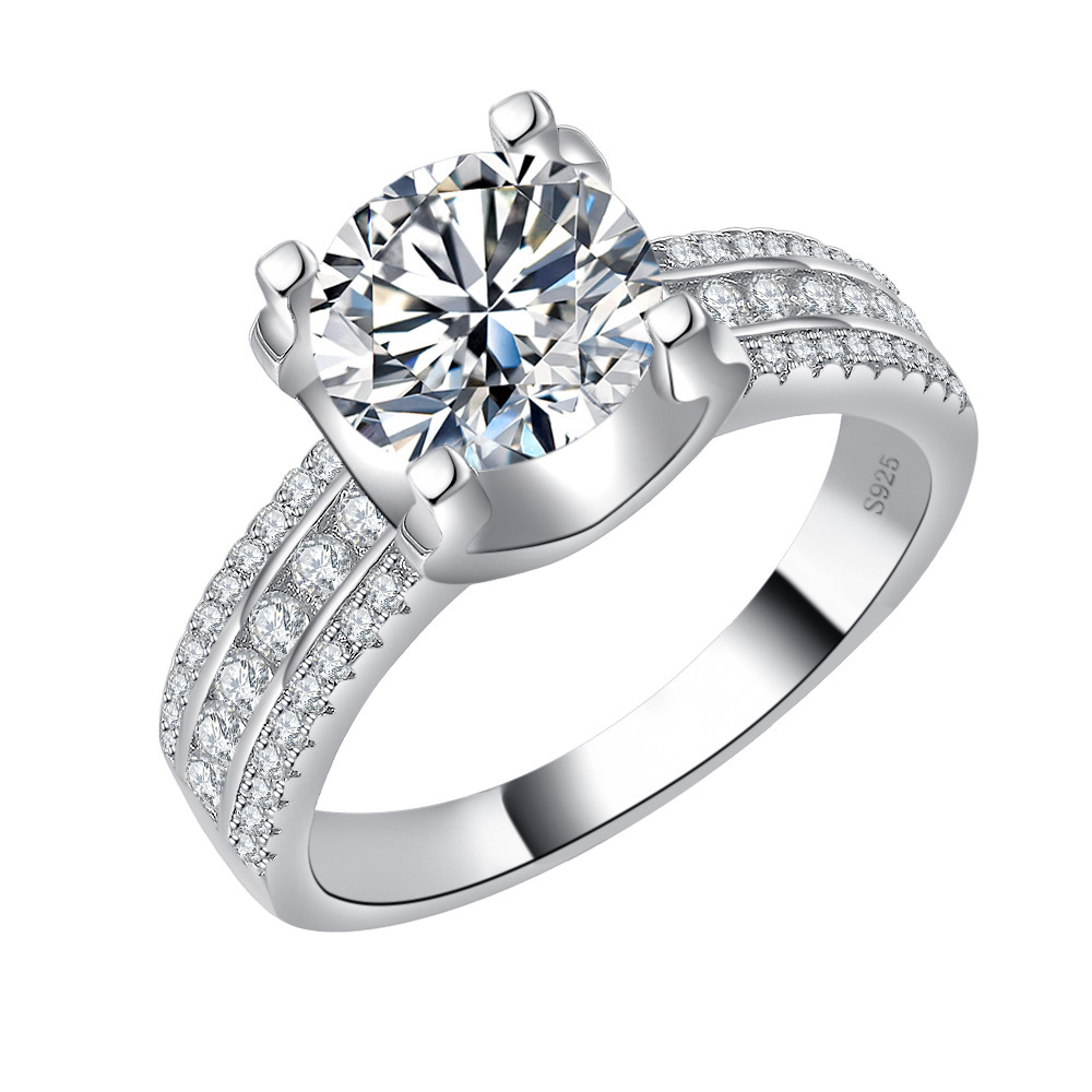 2Ct/3Ct/5Ct Moissanite Brilliant Round Cut Engagement Ring For Women In Sterling Silver-Sterling Silver-lornajewelry