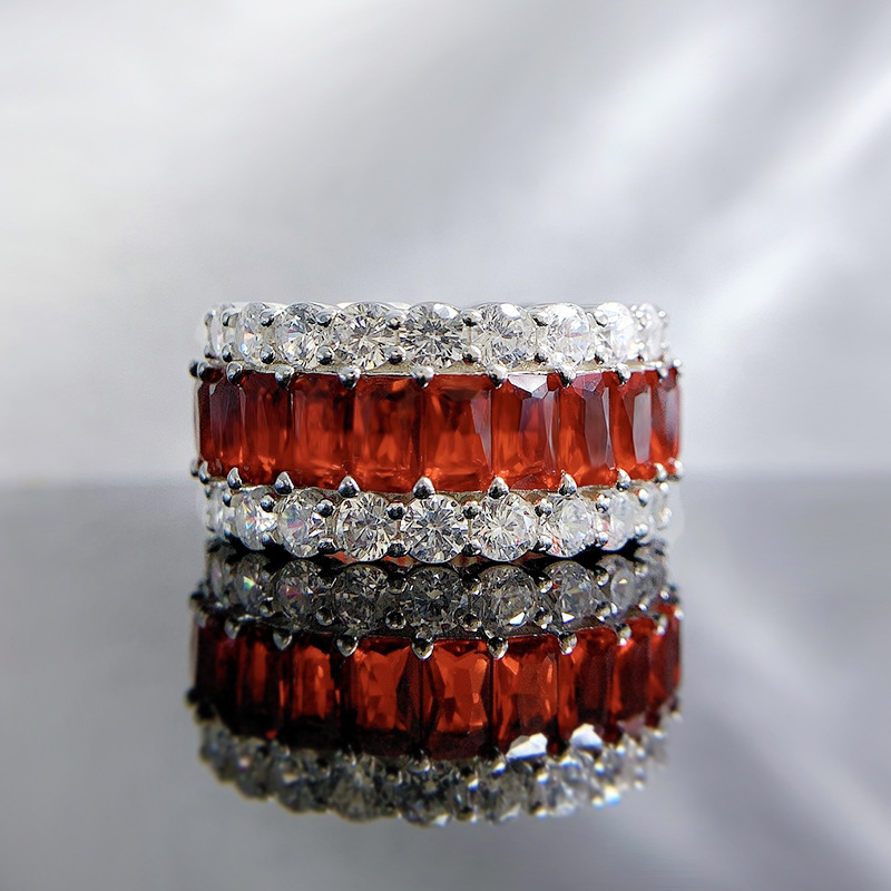 Multi-Color Full Eternity Band – 8 Vibrant Variants in Baguette & Round Cut-Sterling Silver-lornajewelry