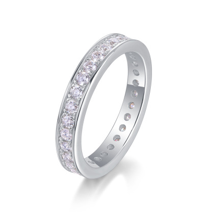 Moissanite Channel Set Full Eternity Wedding Band Ring In Sterling Silver-Sterling Silver-lornajewelry