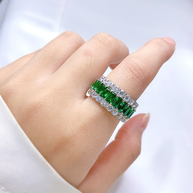 Multi-Color Full Eternity Band – 8 Vibrant Variants in Baguette & Round Cut-Sterling Silver-lornajewelry