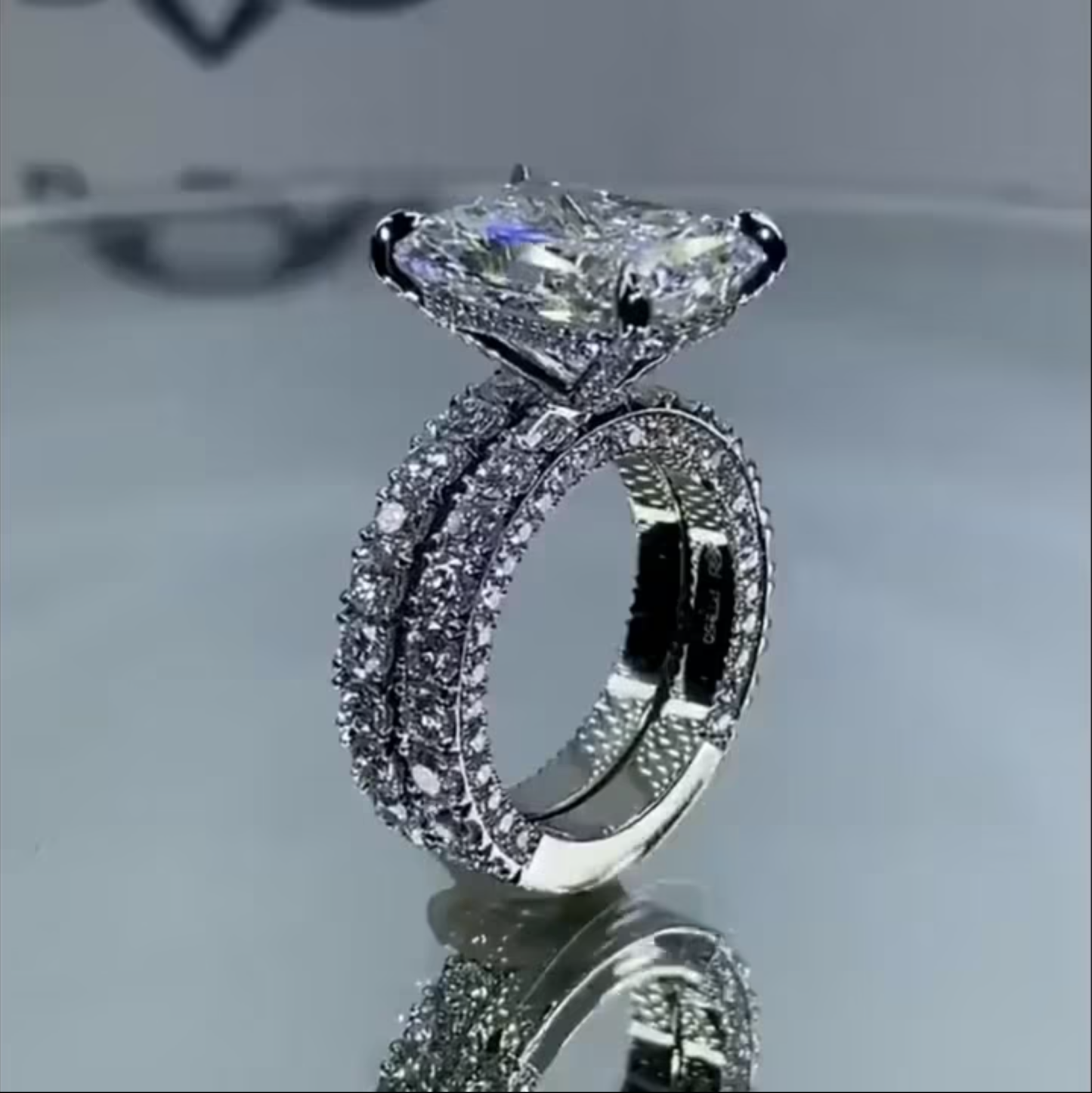 4Ct Radiant Cut Half Eternity Bridal Set