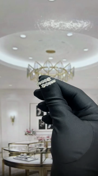 Moissanite Graduated Round Cut Two-Row Wrap Band in Sterling Silver