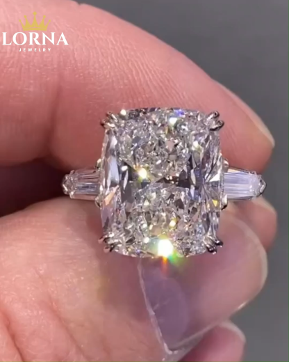 7Ct Sparkle Cushion Cut Three Stone Engagement Ring