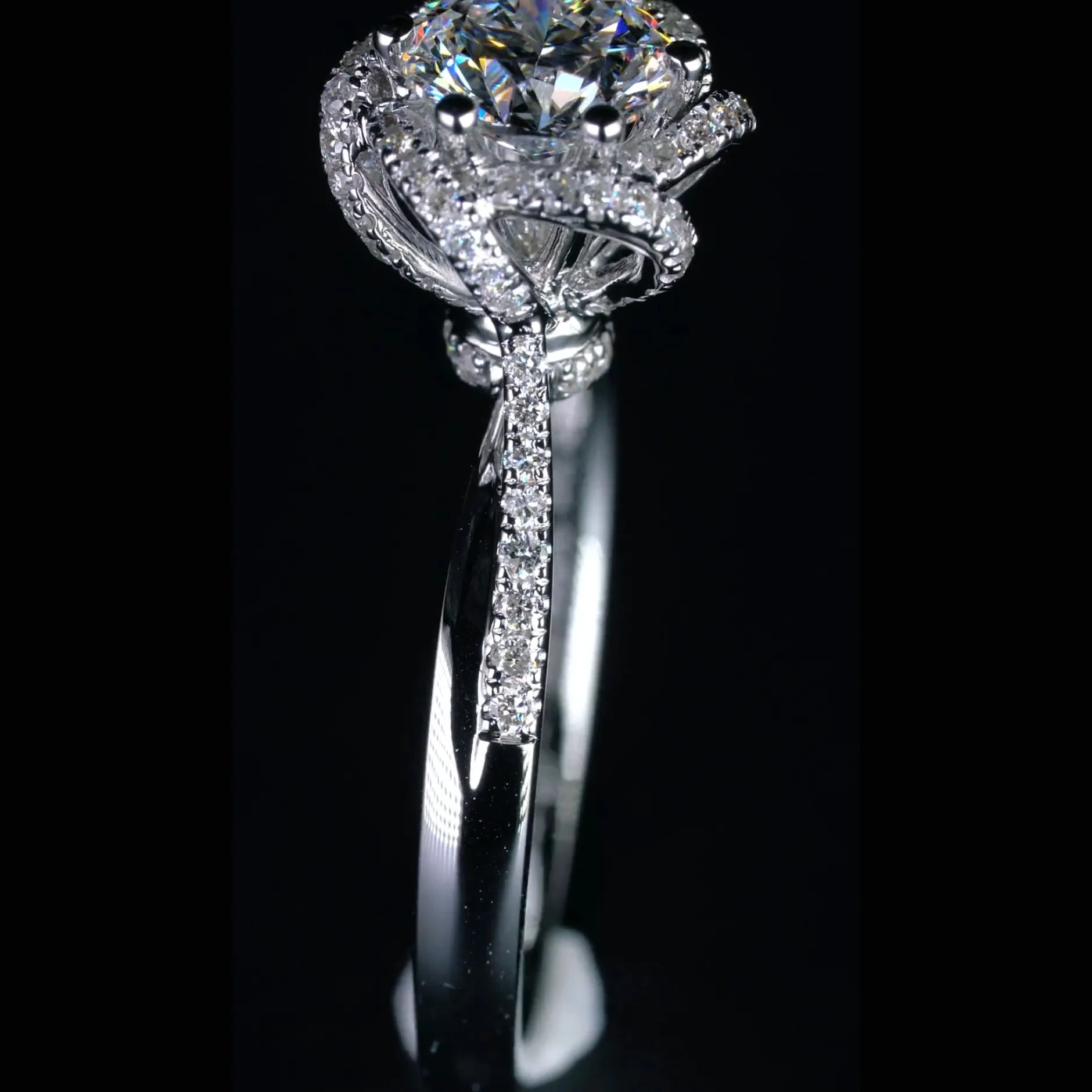 1Ct Moissanite Twist Flower Design Engagement Ring