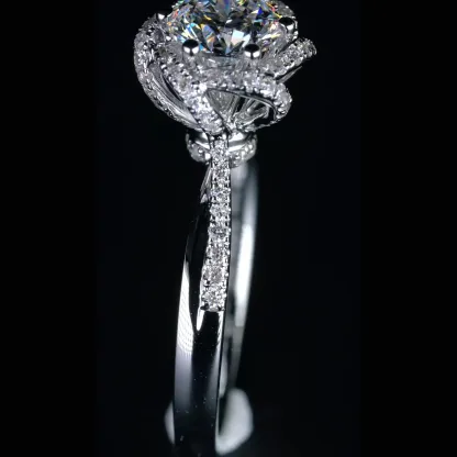 1Ct Moissanite Twist Flower Design Engagement Ring