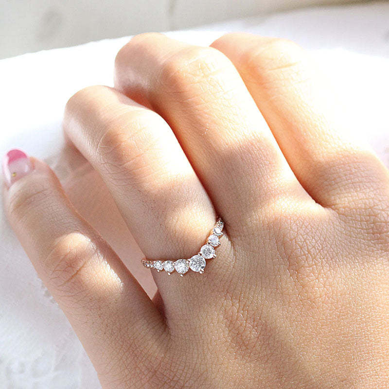 Stunning Chic Thin V Shaped Stacking Wedding Band In Sterling Silver-Sterling Silver-lornajewelry