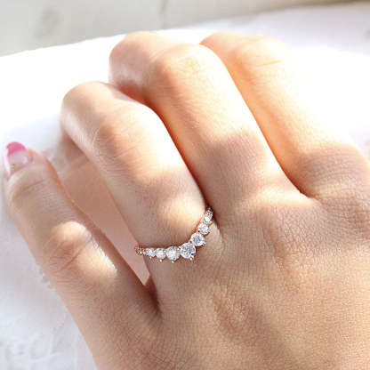 Stunning Chic Thin V Shaped Stacking Wedding Band In Sterling Silver-Sterling Silver-lornajewelry