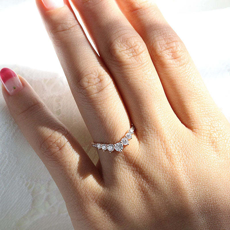 Stunning Chic Thin V Shaped Stacking Wedding Band In Sterling Silver-Sterling Silver-lornajewelry