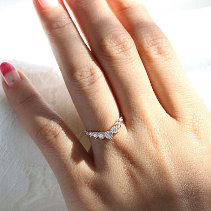 Stunning Chic Thin V Shaped Stacking Wedding Band In Sterling Silver-Sterling Silver-lornajewelry