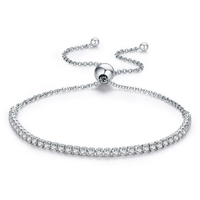 Sparking Tennis Bolo Bracelet For Women In Sterling Silver-Sterling Silver-lornajewelry