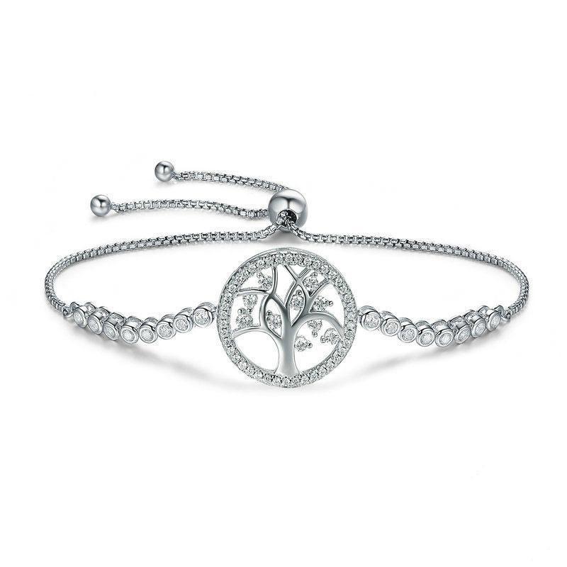 Women's Life Tree Bolo Bracelet In Sterling Silver-Sterling Silver-lornajewelry