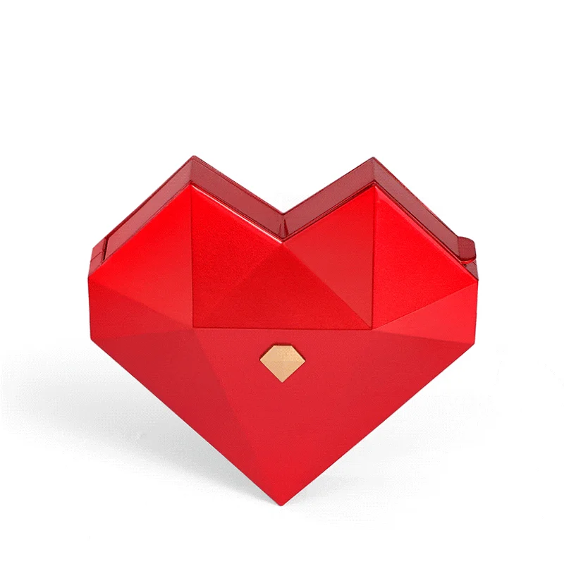 Lornajewelry Diamond Red Heart Ring Box for Magic Secret