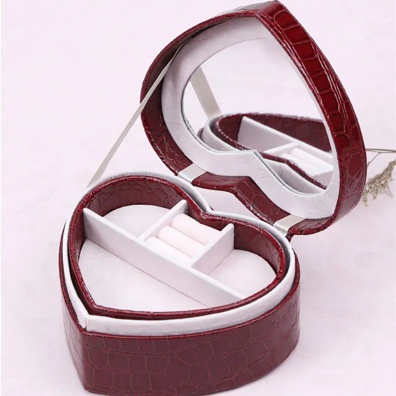 Lornajewelry Double-layer Heart Shape PU Jewelry Box